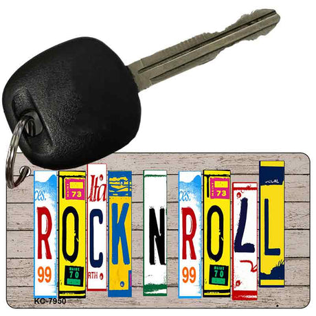 Rock N Roll Wood Cut Letter Novelty Aluminum Key Chain KC-7950