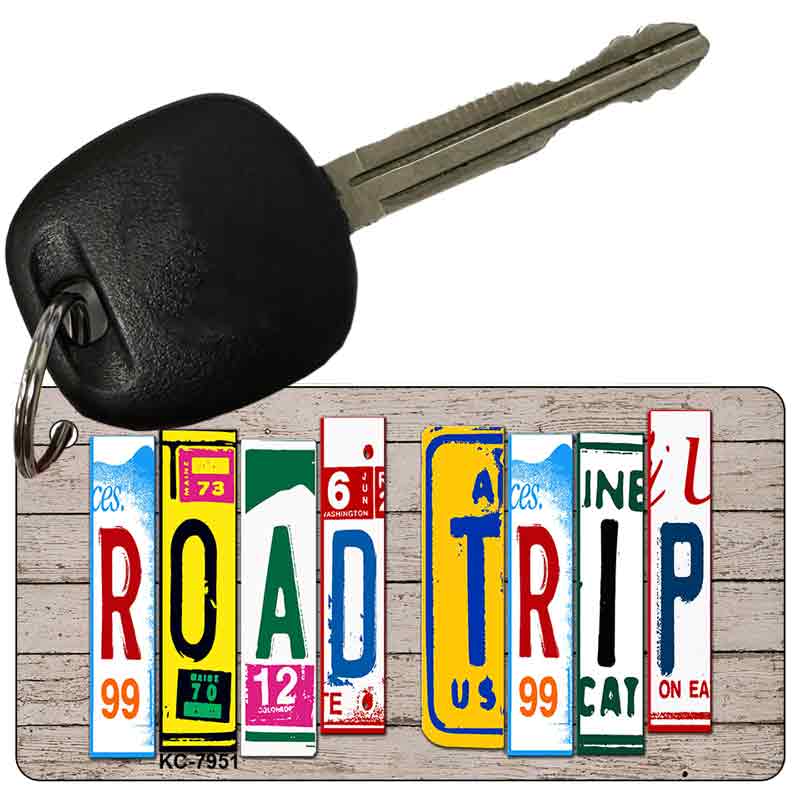 Road Trip Wood Cut Letter Novelty Aluminum Key Chain KC-7951