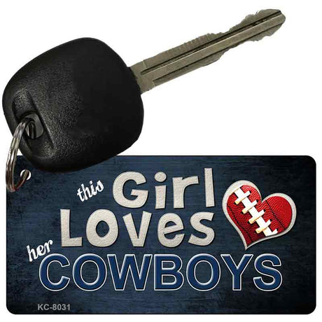 This Girl Loves Her Cowboys Novelty Metal Key Chain KC-8031