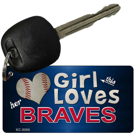 This Girl Loves Her Braves Novelty Metal Key Chain KC-8066