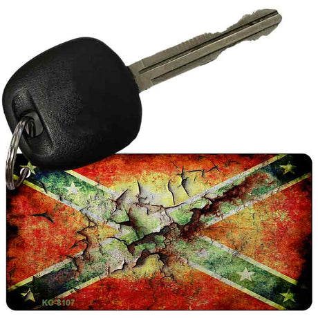 Confederate Flag Rusted Novelty Aluminum Key Chain KC-8107