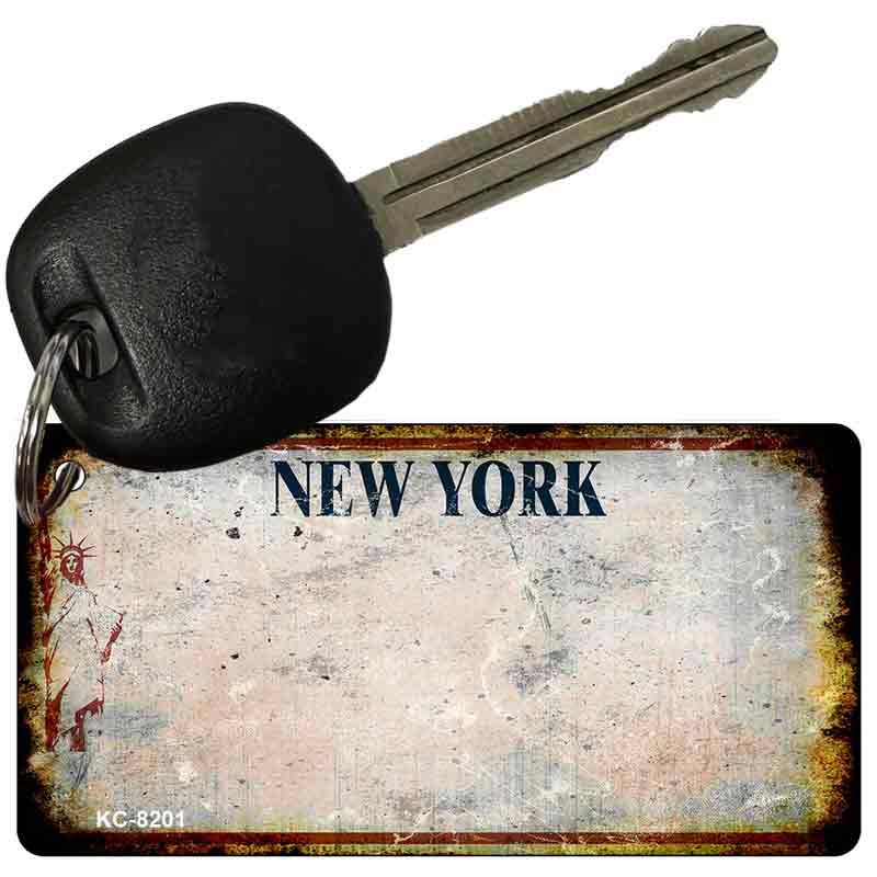 New York White Rusty Blank Key Chain KC-8201