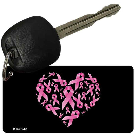 Pink Ribbons Heart Novelty Aluminum Key Chain KC-8243