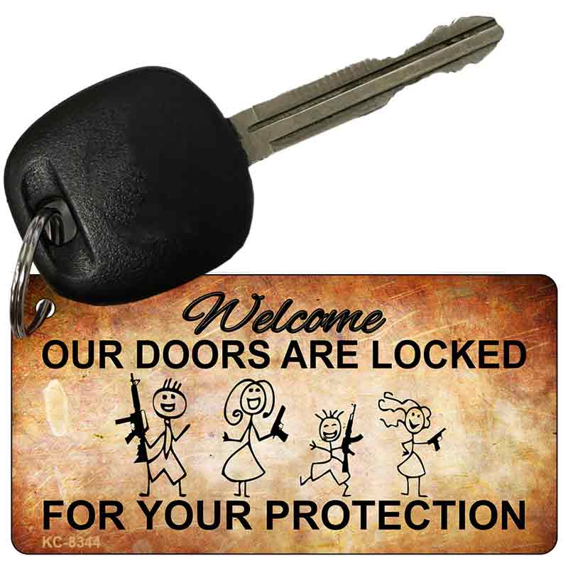 Doors Locked Your Protection Novelty Metal Key Chain KC-8344