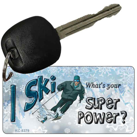 I Ski What's Your Super Power Novelty Metal Key Chain KC-8379