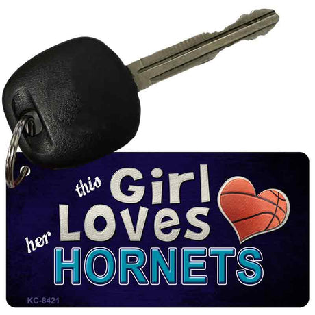 This Girl Loves Her Hornets Novelty Metal Key Chain KC-8421