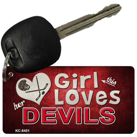 This Girl Loves Her Devils Novelty Metal Key Chain KC-8451