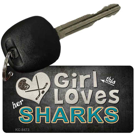 This Girl Loves Her Sharks Novelty Metal Key Chain KC-8473