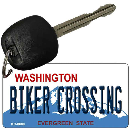 Biker Crossing Washington Novelty Metal Key Chain KC-8680