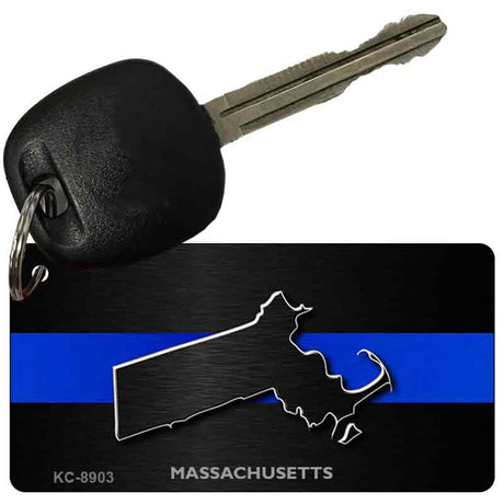 Massachusetts Thin Blue Line Novelty Metal Key Chain KC-8903