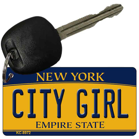 City Girl New York State License Plate Tag Key Chain KC-8972