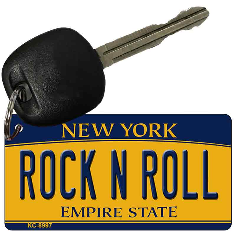 Rock N Roll New York State License Plate Tag Key Chain KC-8997