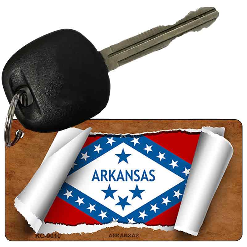 Arkansas Flag Scroll Novelty Aluminum Key Chain KC-9010