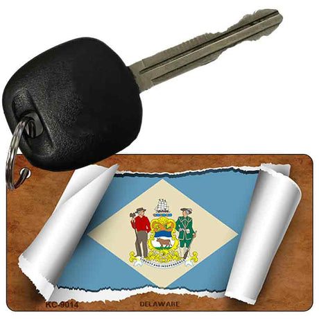 Delaware Flag Scroll Novelty Aluminum Key Chain KC-9014