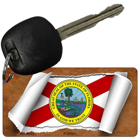 Florida Flag Scroll Novelty Aluminum Key Chain KC-9015