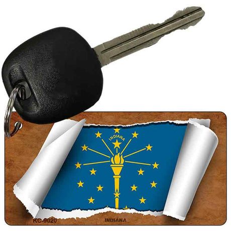 Indiana Flag Scroll Novelty Aluminum Key Chain KC-9020