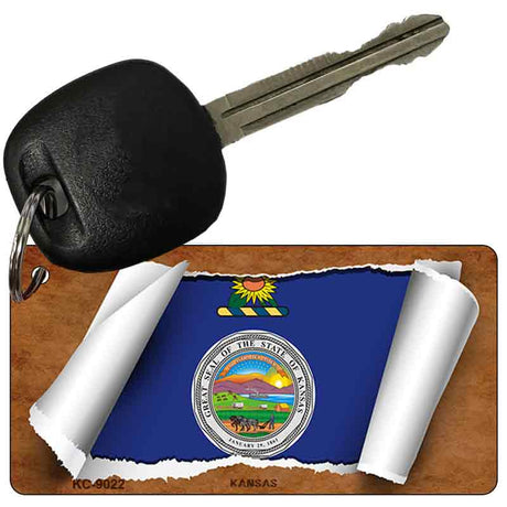 Kansas Flag Scroll Novelty Aluminum Key Chain KC-9022