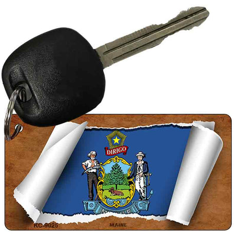 Maine Flag Scroll Novelty Aluminum Key Chain KC-9025