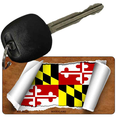 Maryland Flag Scroll Novelty Aluminum Key Chain KC-9026