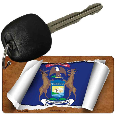 Michigan Flag Scroll Novelty Aluminum Key Chain KC-9028