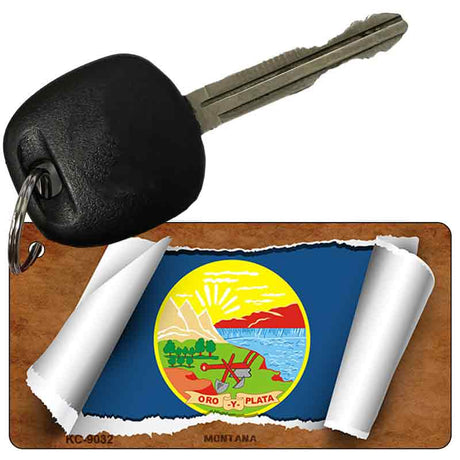 Montana Flag Scroll Novelty Aluminum Key Chain KC-9032