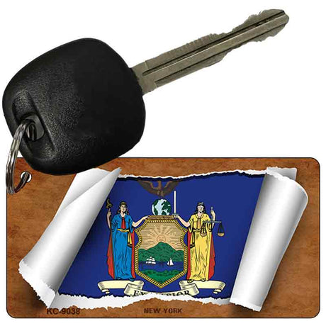 New York Flag Scroll Novelty Aluminum Key Chain KC-9038