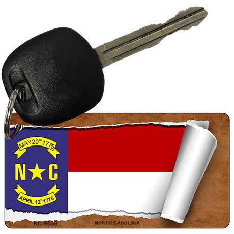 North Carolina Flag Scroll Novelty Aluminum Key Chain KC-9039