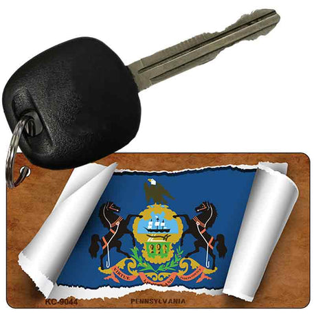 Pennsylvania Flag Scroll Novelty Aluminum Key Chain KC-9044