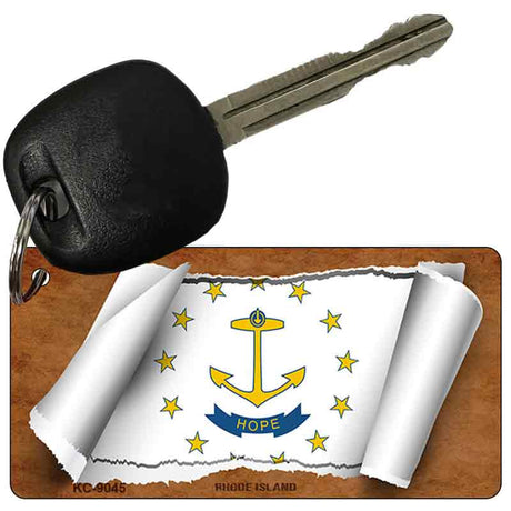 Rhode Island Flag Scroll Novelty Aluminum Key Chain KC-9045