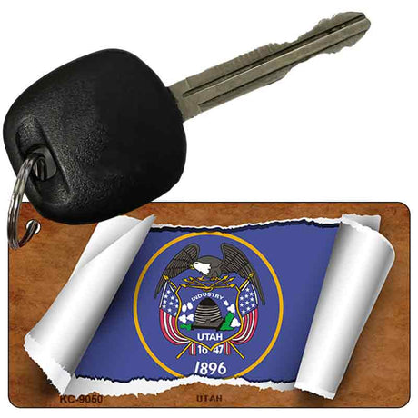 Utah Flag Scroll Novelty Aluminum Key Chain KC-9050