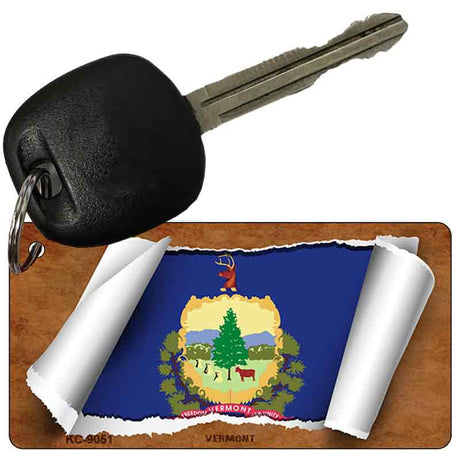 Vermont Flag Scroll Novelty Aluminum Key Chain KC-9051