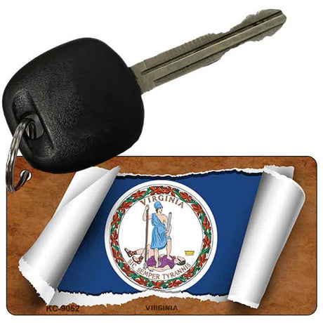 Virginia Flag Scroll Novelty Aluminum Key Chain KC-9052