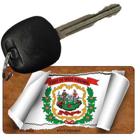 West Virginia Flag Scroll Novelty Aluminum Key Chain KC-9054