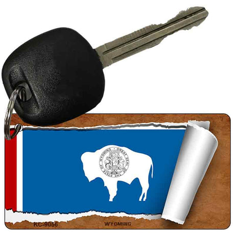 Wyoming Flag Scroll Novelty Aluminum Key Chain KC-9056