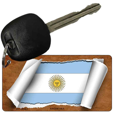 Argentina Flag Scroll Novelty Aluminum Key Chain KC-9063