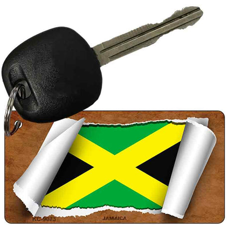 Jamaica Flag Scroll Novelty Aluminum Key Chain KC-9073