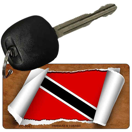 Trinidad & Tobago Flag Scroll Novelty Aluminum Key Chain KC-9087