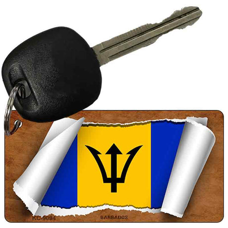 Barbados Flag Scroll Novelty Aluminum Key Chain KC-9094