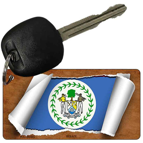 Belize Flag Scroll Novelty Aluminum Key Chain KC-9095