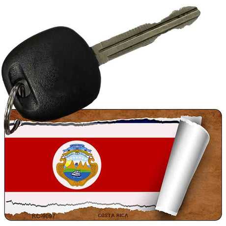 Costa Rica Flag Scroll Novelty Aluminum Key Chain KC-9097