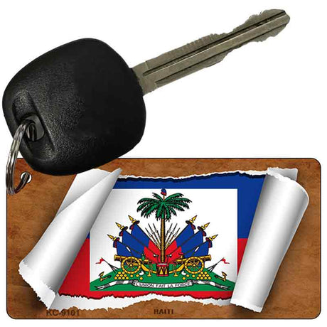 Haiti Flag Scroll Novelty Aluminum Key Chain KC-9101