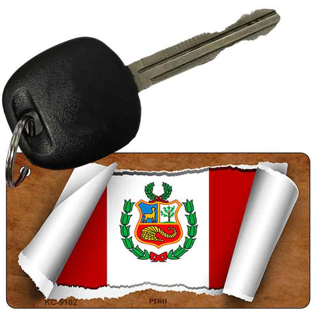 Peru Flag Scroll Novelty Aluminum Key Chain KC-9102