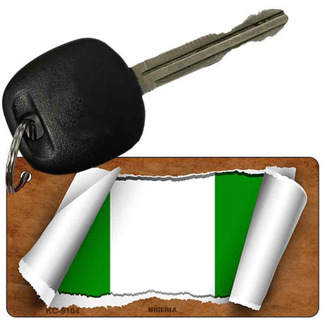 Nigeria Flag Scroll Novelty Aluminum Key Chain KC-9104