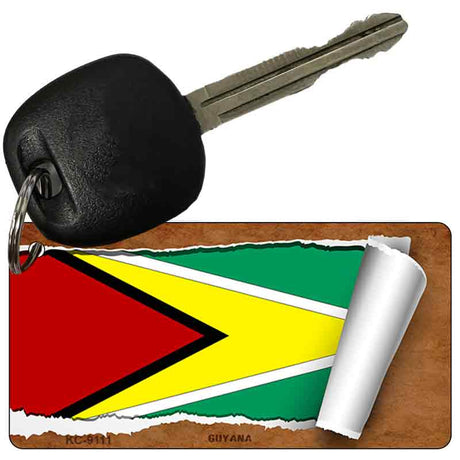 Guyana Flag Scroll Novelty Aluminum Key Chain KC-9111