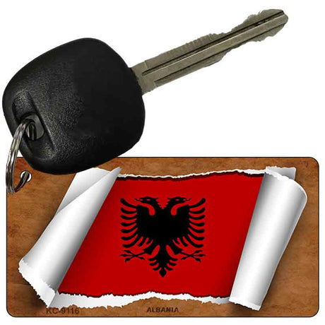 Albania Flag Scroll Novelty Aluminum Key Chain KC-9116