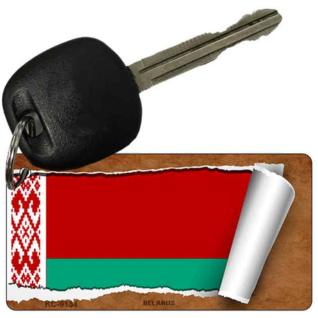 Belarus Flag Scroll Novelty Aluminum Key Chain KC-9134