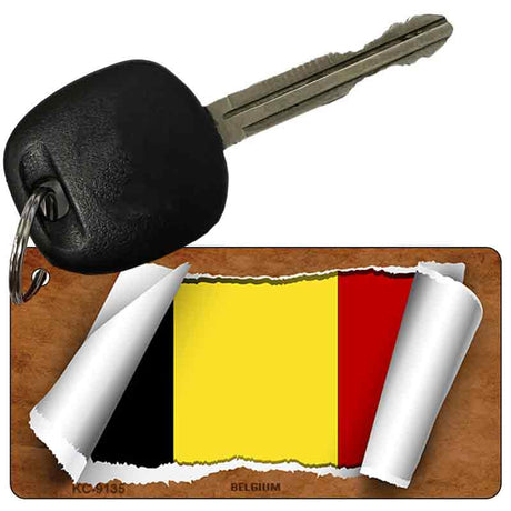 Belgium Flag Scroll Novelty Aluminum Key Chain KC-9135