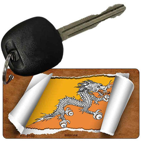 Bhutan Flag Scroll Novelty Aluminum Key Chain KC-9138