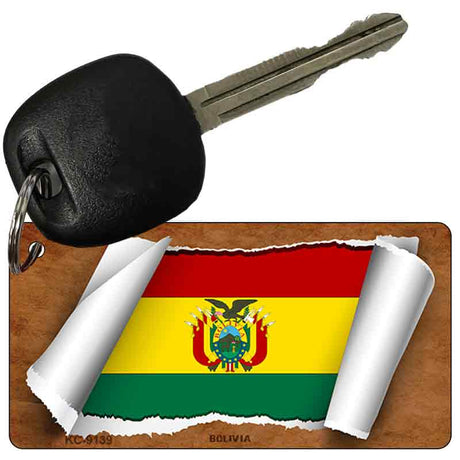 Bolivia Flag Scroll Novelty Aluminum Key Chain KC-9139