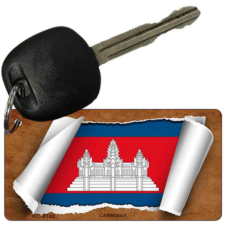 Cambodia Flag Scroll Novelty Aluminum Key Chain KC-9148